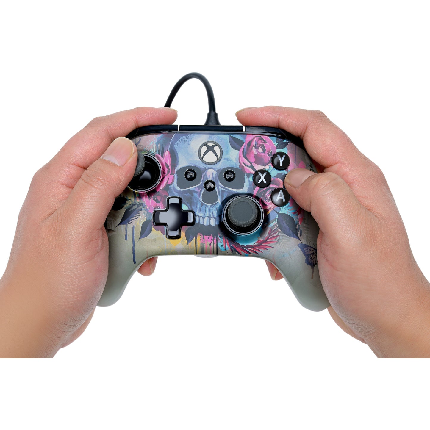 Controlador con cable powera Advantage plus para xbox series x|s - bloom gloom (silver, xbox series x|s, xbox one, PC)