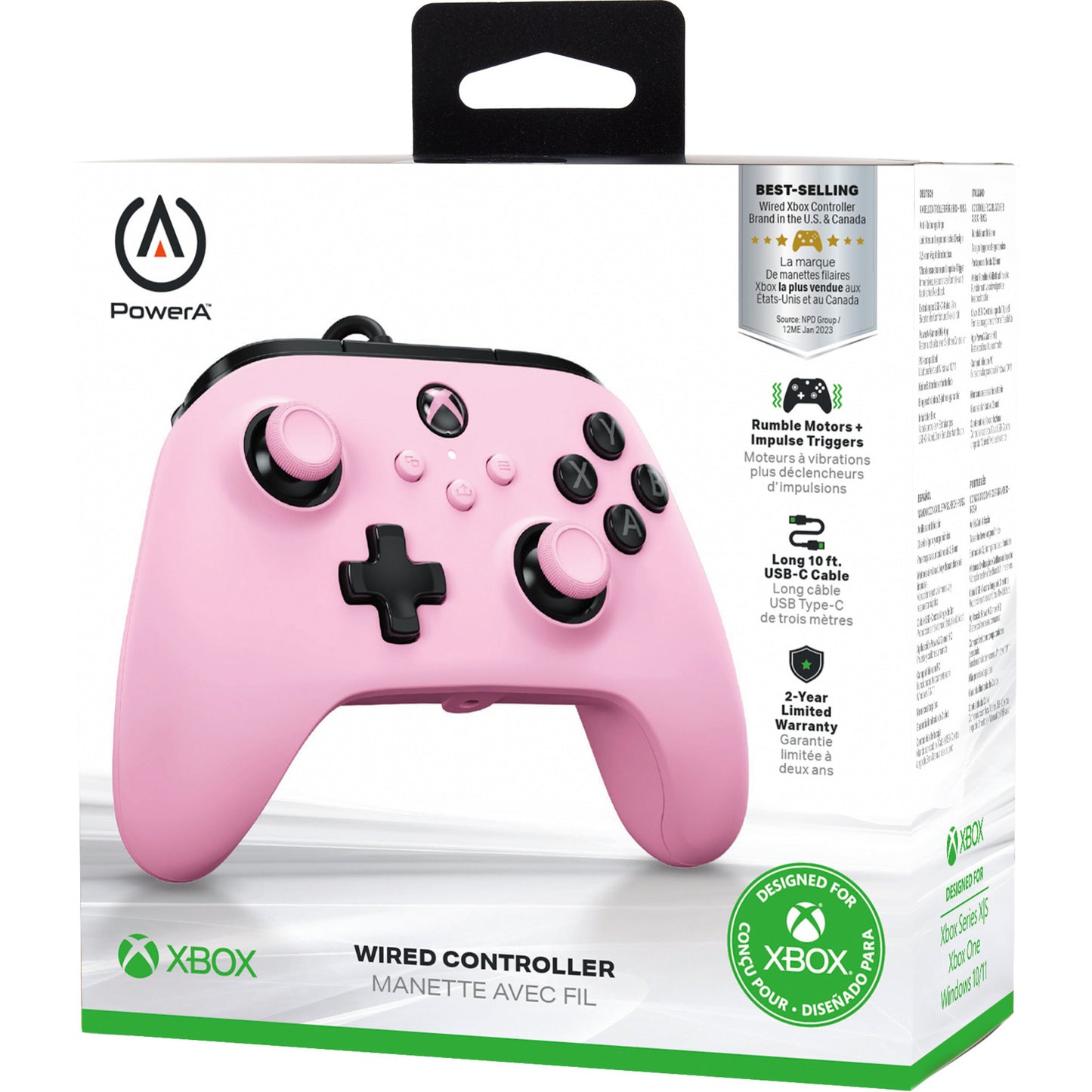 Controller cablato Powera per xbox serie x|s (rosa, xbox serie x|s, xbox one, PC)