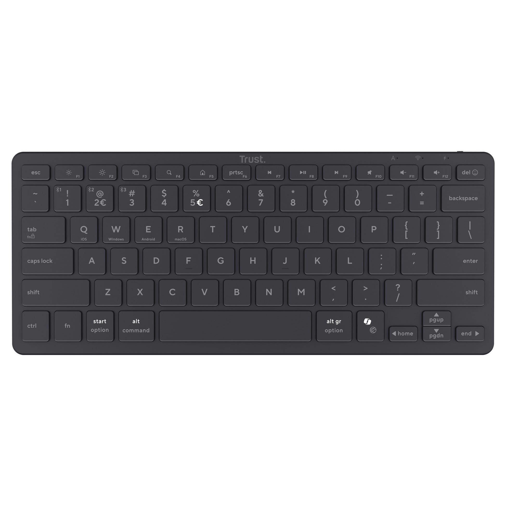 Teclado Bluetooth Trust Nado II (negro, diseño estadounidense, interruptores de tijera, Bluetooth)