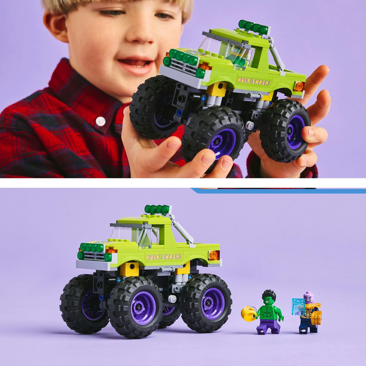 Lego marvel 76312 de hulk truck vs. thanos