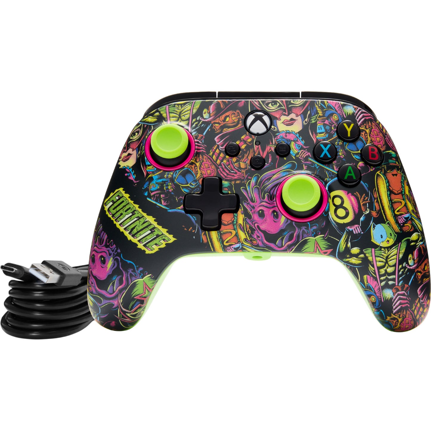 Controller Powera Advantage con cavo per xbox serie x|s - fortnite: Glow (neon green, xbox series x|s, xbox one, PC)