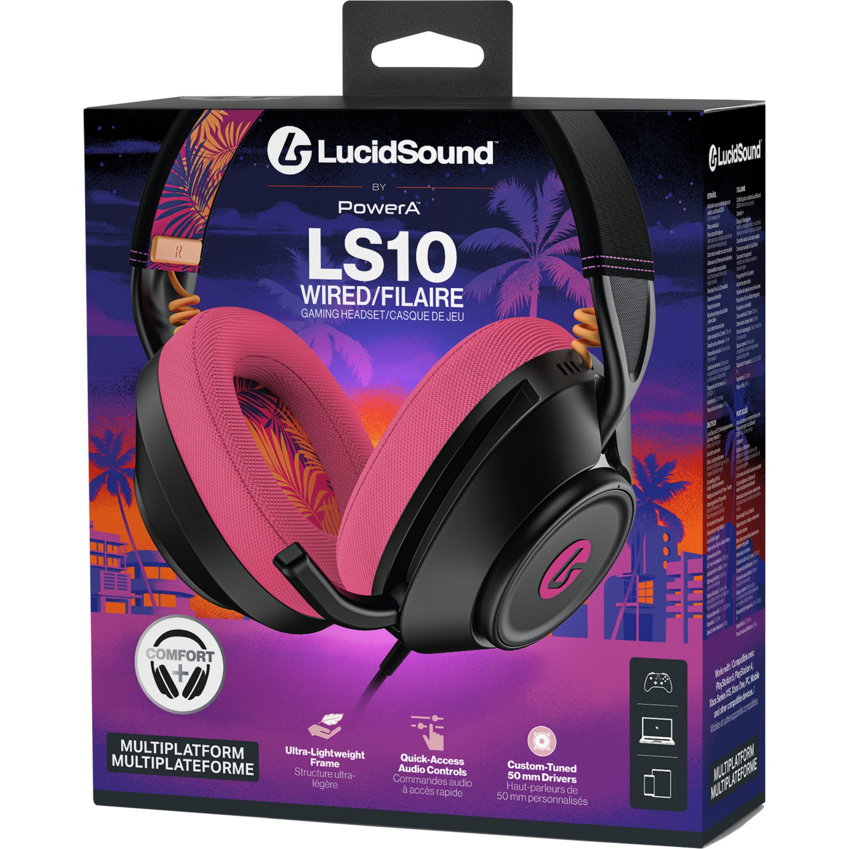 Powera Lucidsound LS10 Cuffie da gioco cablate - Cuffie da gioco over-ear con branding Midnight (Nero Rosa, Playstation 5, Playstation 4, Xbox Series X|s, Xbox One, PC, Mobile)