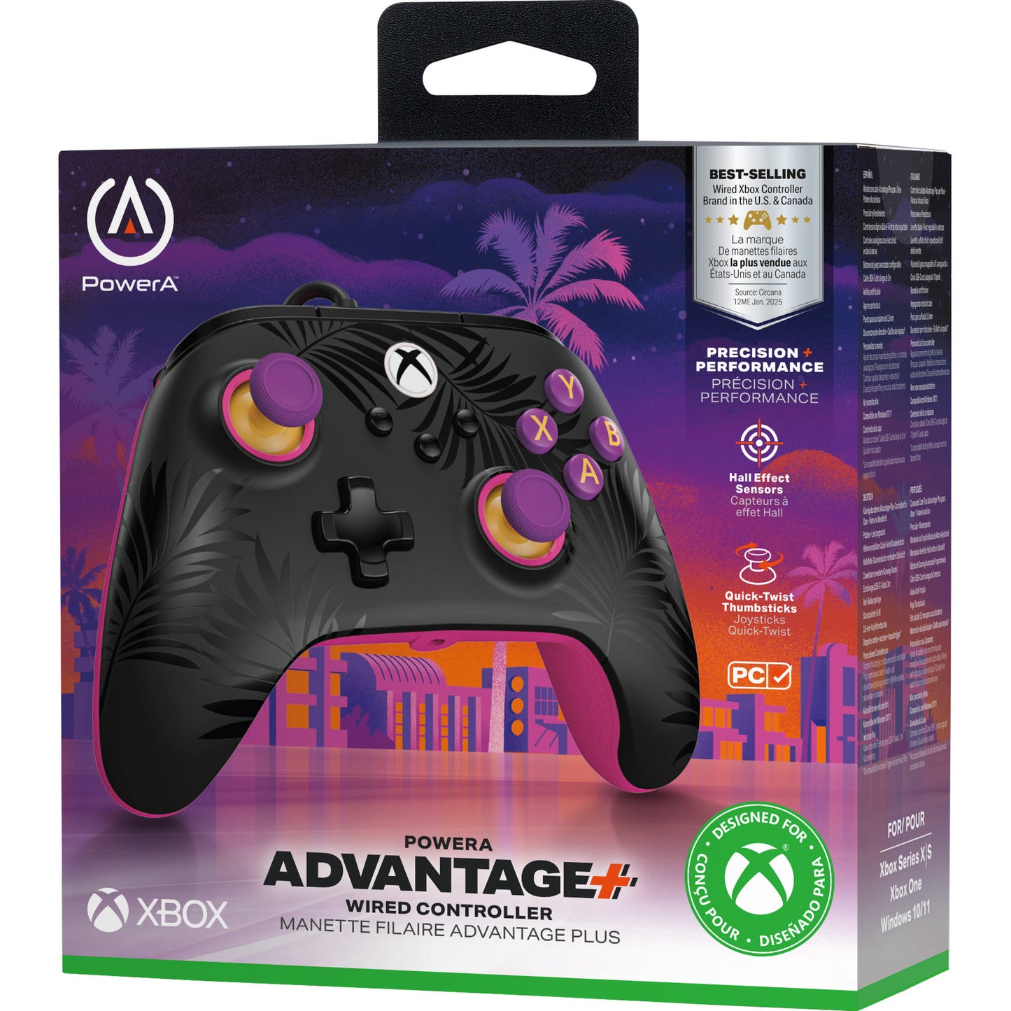 Vantaggio Powera plus controller cablato per xbox serie x|s - palme al chiaro di luna (rosa, xbox serie x|s, xbox one, PC)