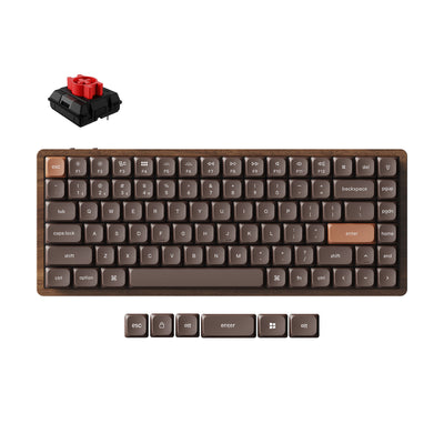 Keychron k3 max-h1w all-wood special edition rgb mechanical keyboard (wood color, us layout (qwerty), milk pom red, 75%, rgb leds, double-shot pbt, hot swap, 2.4ghz | bluetooth 5.1 | usb-c)