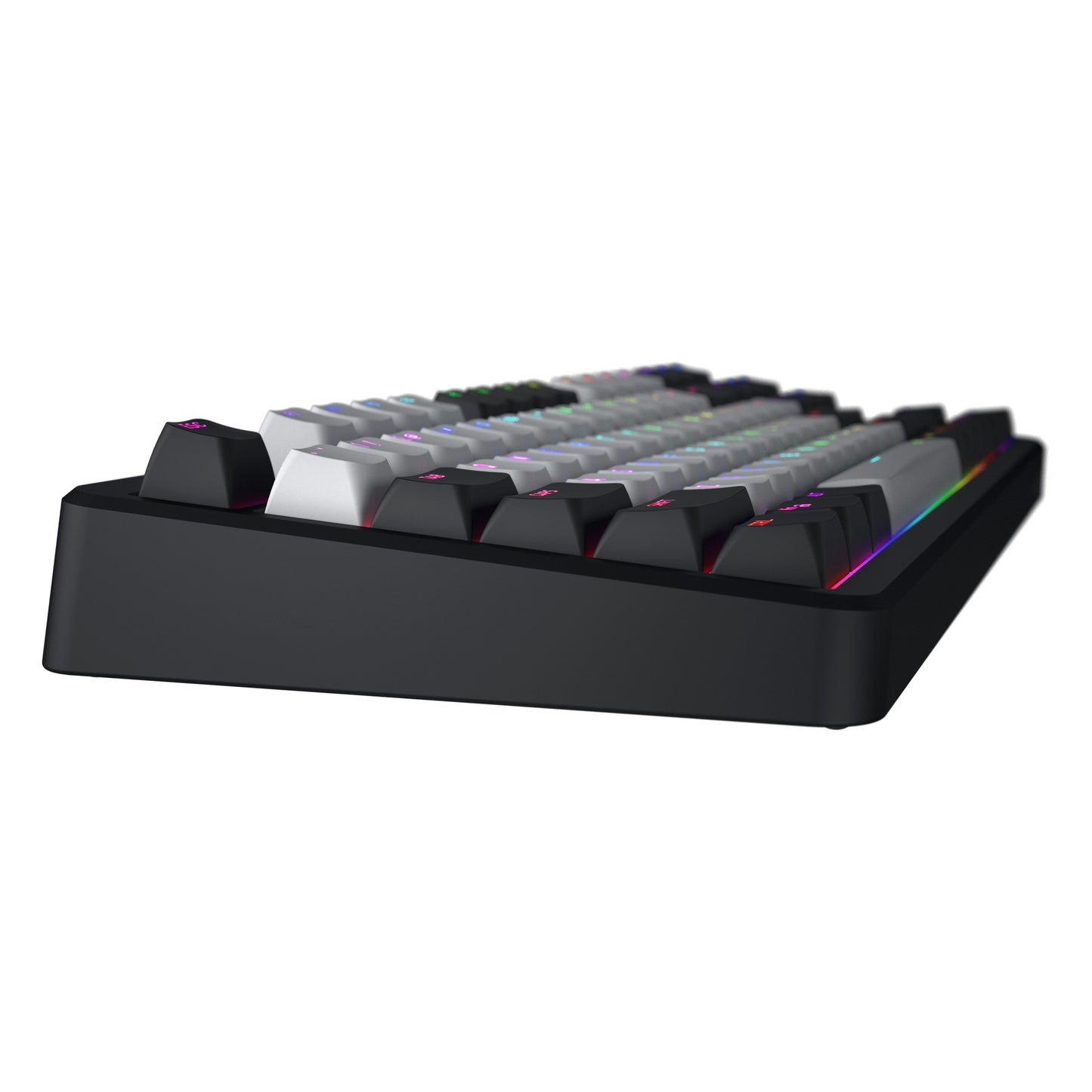 Hator Rockfall 3 TKL inalámbrico, teclado para juegos (negro, diseño de EE. UU., RGB, teclas PBT, intercambio en caliente, Bluetooth USB-C de 2,4 GHz)