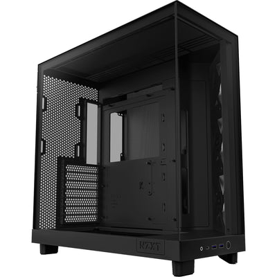 Nzxt h6 flow rgb midi tower behuizing (zwart | 2x usb-a | 1x usb-c | rgb | tempered glass)