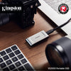 Kingston xs2000 portable 2 tb externe ssd (zilver zwart, sxs2000 2000g, usb-c 3.2 (20 gbit s))