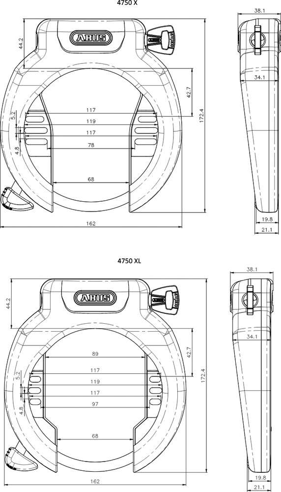 ABUS PRO AMPARO 4750X Art2 Blocco biciclette, nero