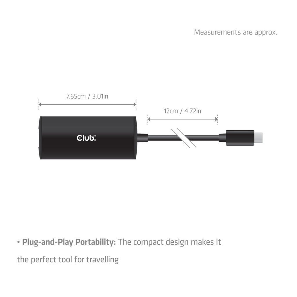 Club 3D CAC-2531 Adattatore Ethernet da USB-C a RJ45 10G (nero)