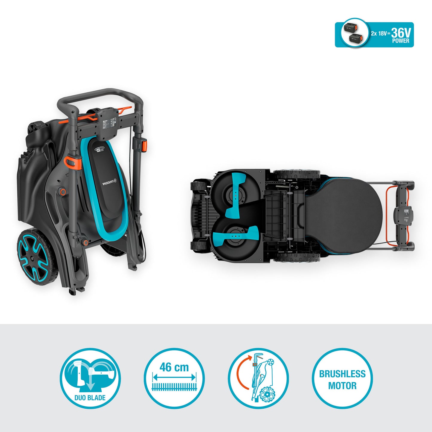 Gardena rasaerba a batteria powermax duo 4636v p4a set 41