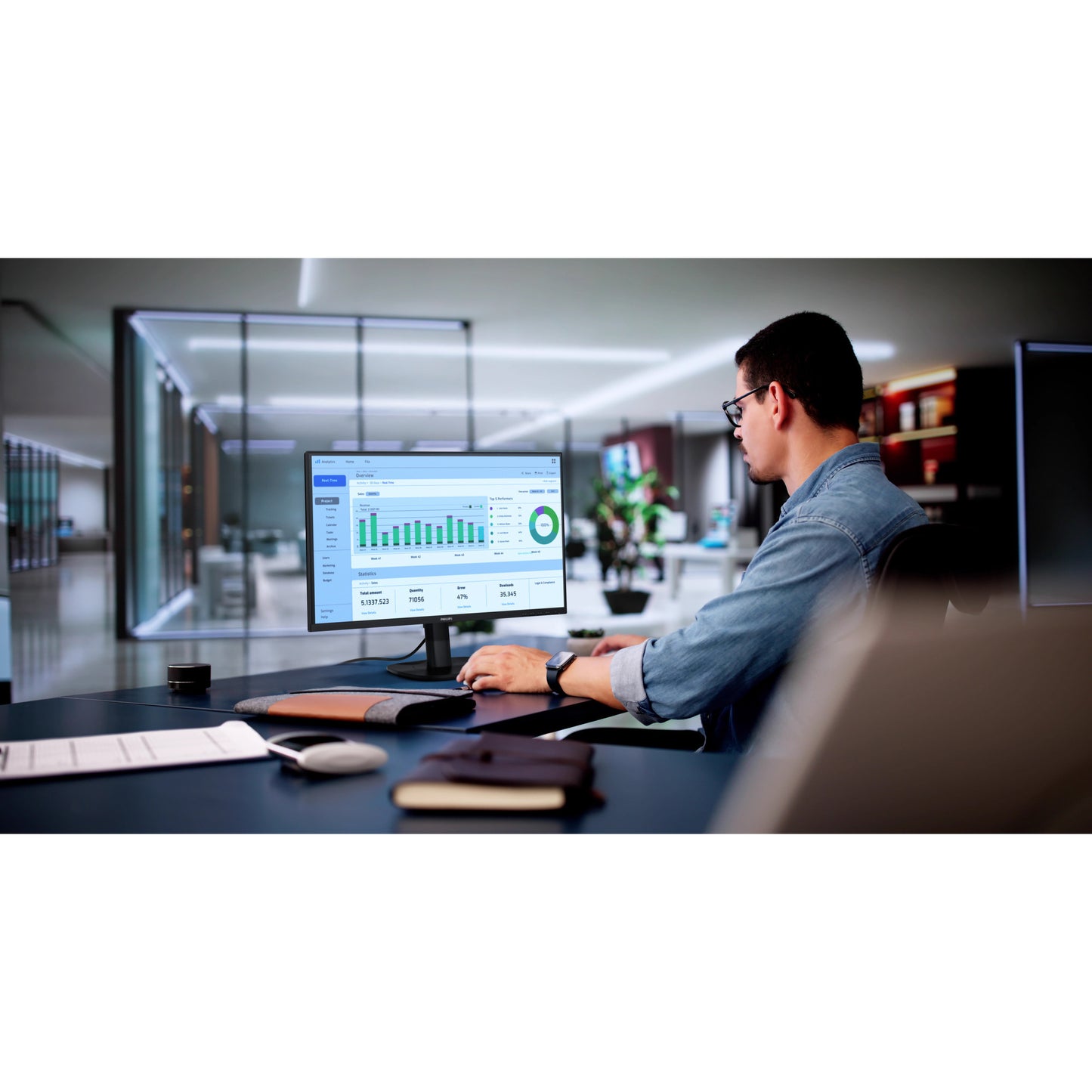 Monitor Philips 27b2n3500j 27 (negro, 120 Hz, HDMI, display port, audio, hub USB)