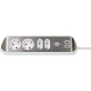 Brennenstuhl estilo hoekstekkerdoos 4-voudig stekkerdoos (wit roestvrij staal, 2x usb)