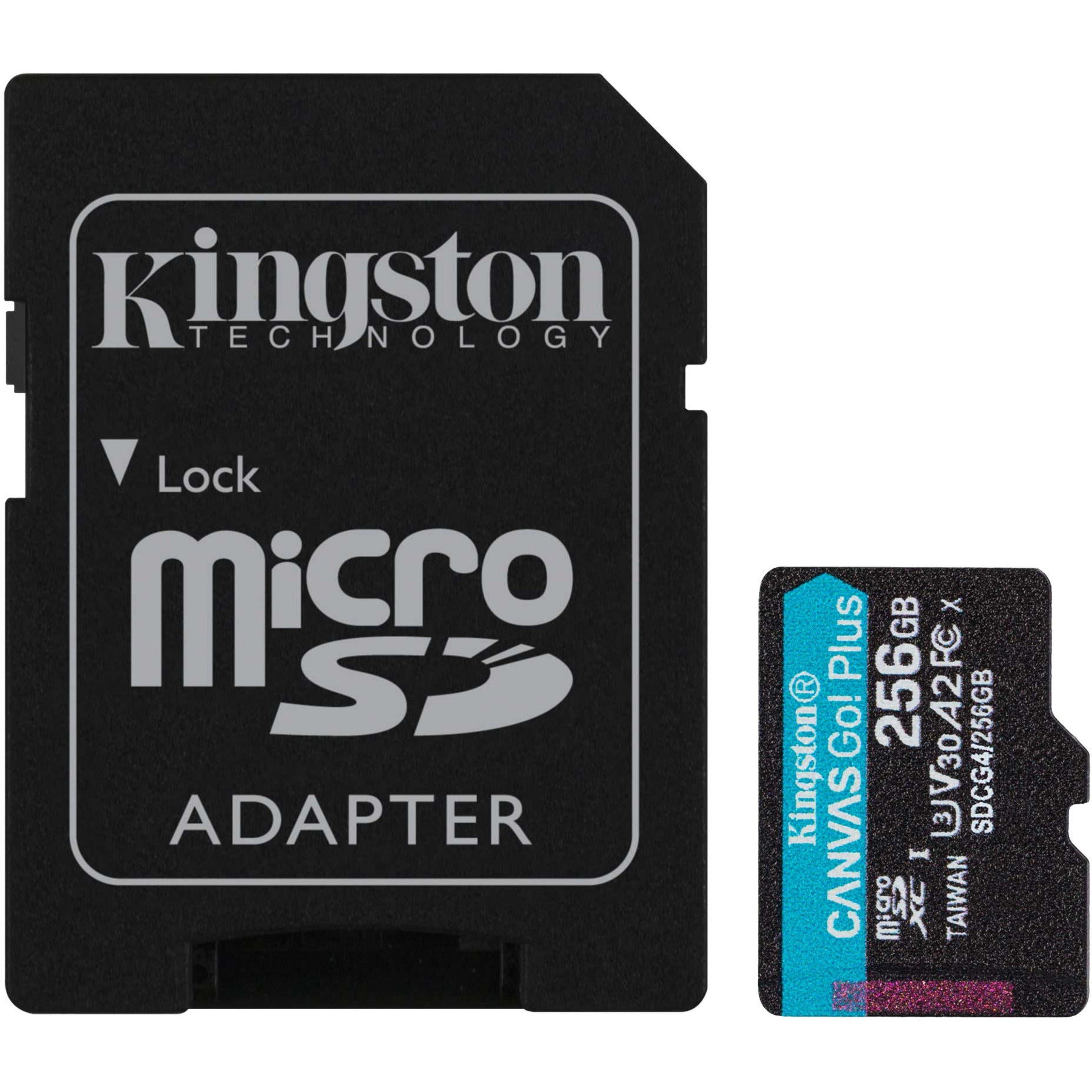 Kingston canvas go! plus microsdxc 256 gb geheugenkaart (zwart, incl. adapter, class 10, uhs-i u3, v30, a2)