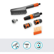 Gardena cleansystem schoonmaakset met borstel s soft, zeepstaafjes en aansluitstukken wasborstel (grijs oranje, 18862-20) - afbeelding 2
