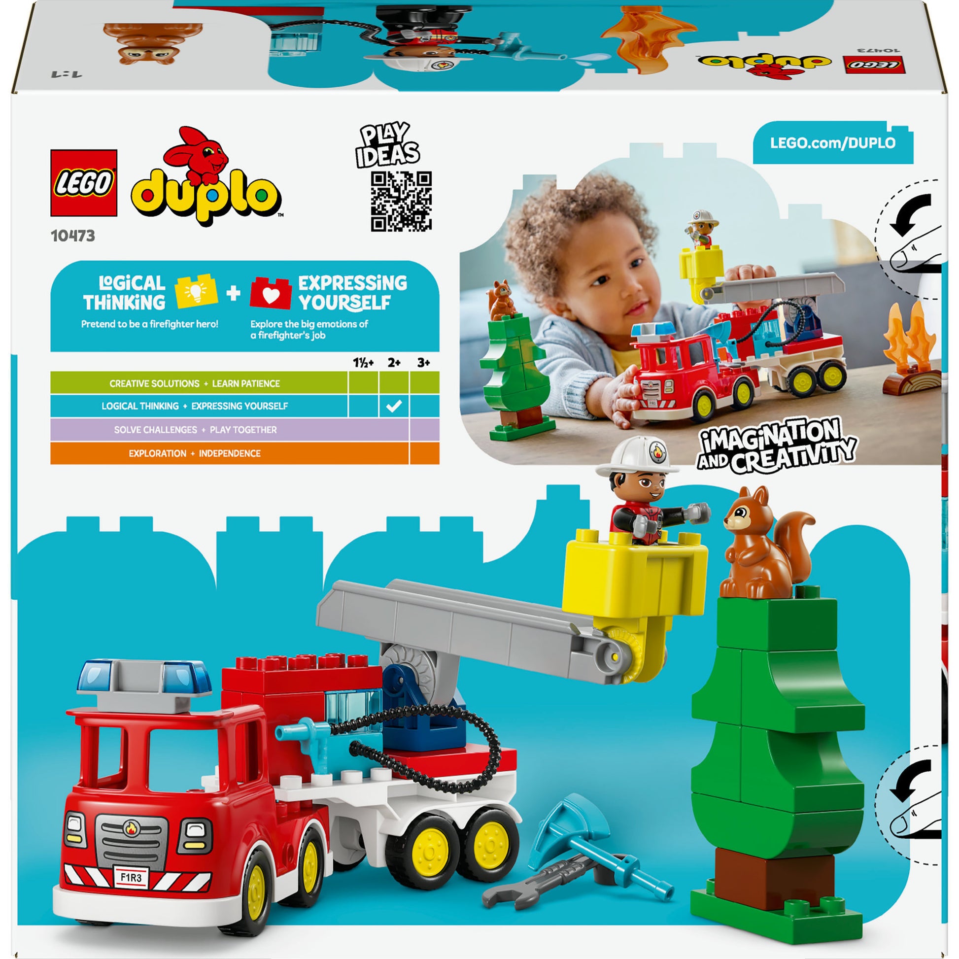 Lego Duplo Town 10473 camion dei pompieri con manichetta e vigile del fuoco