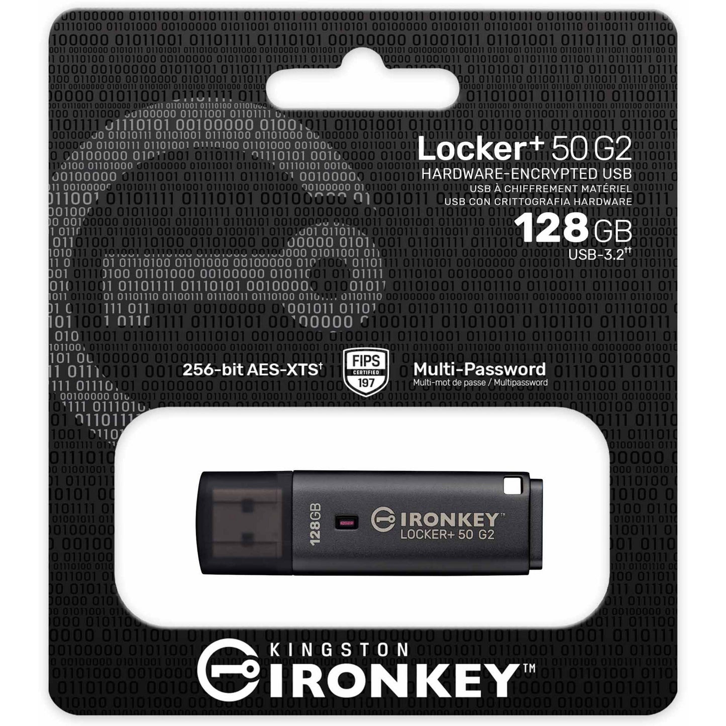 Kingston ironkey locker+ 50 g2 usb flash drive 128 gb usb-stick (antraciet, usb-a 3.2 gen 1)