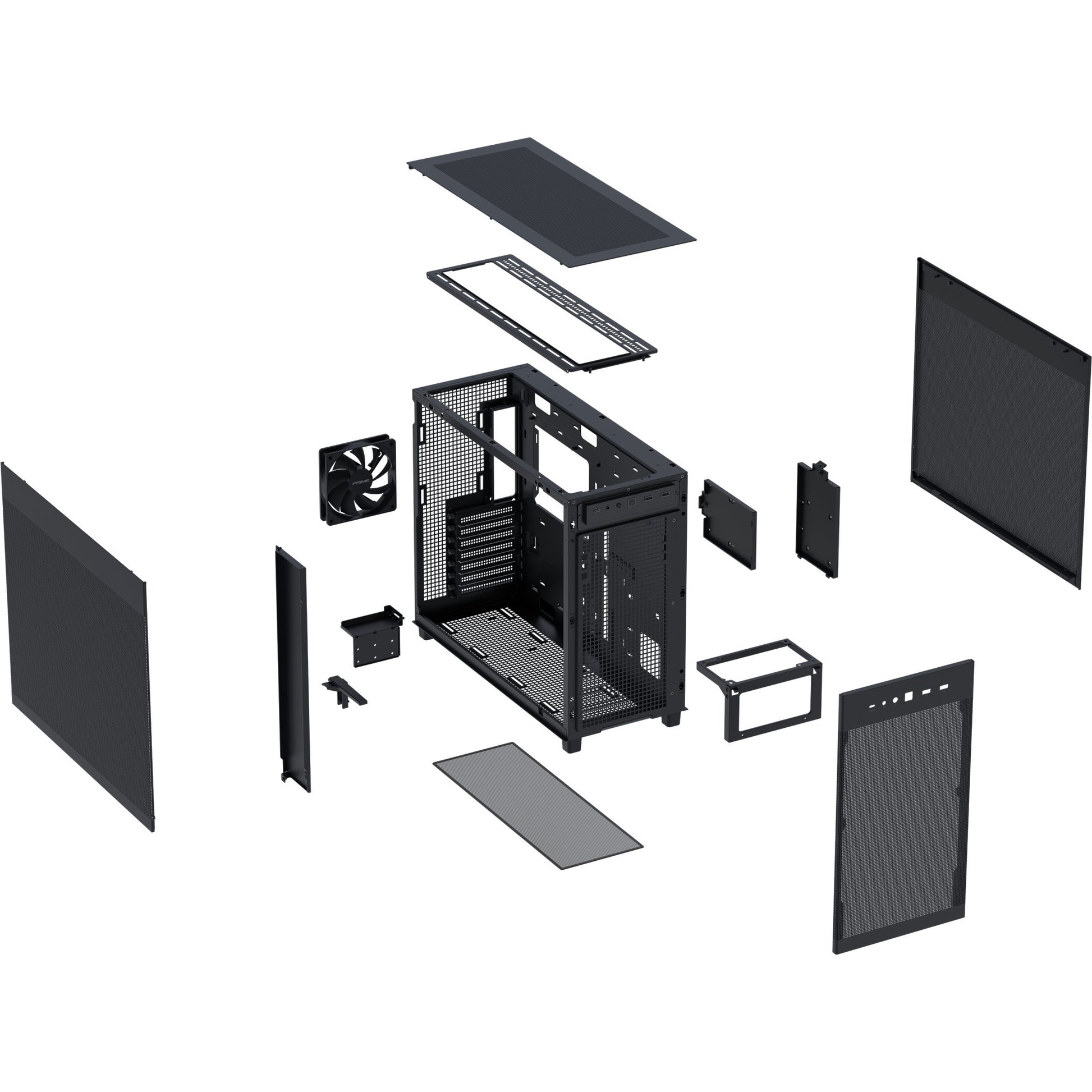 Asus Prime Ap303 - Alloggiamento Midi Tower con pannello a rete (nero | 2x USB-A | 1x USB-C)