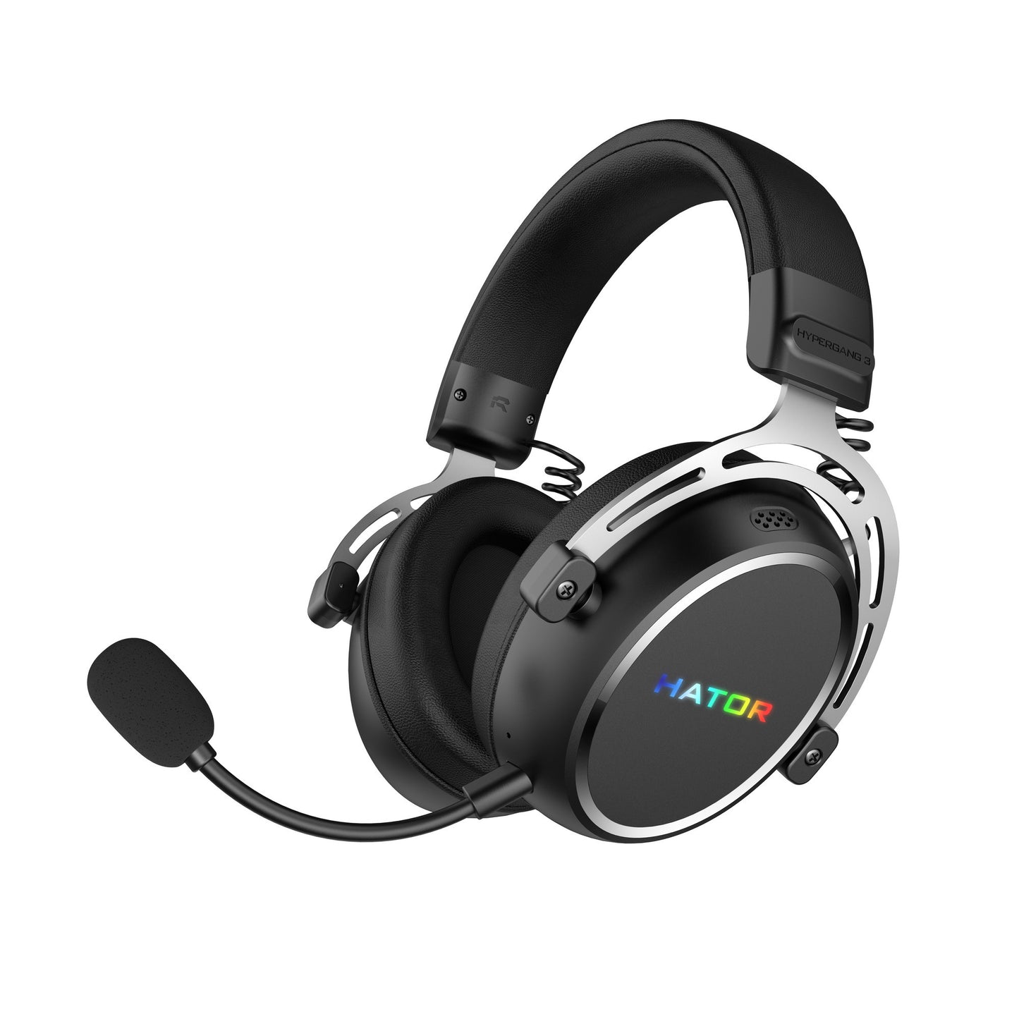 Auriculares supraaurales inalámbricos para juegos Hator Hypergang 3 (negro, RGB, Bluetooth USB de 2,4 GHz)