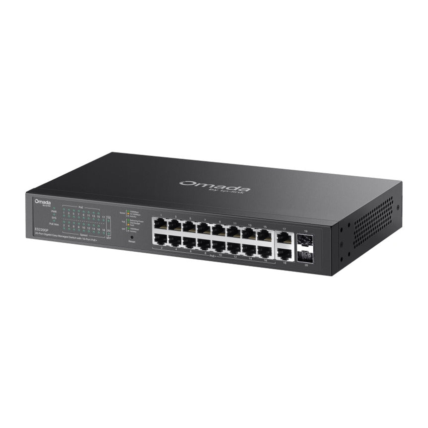 Tp-link omada es220gp switch gigabit easy Managed a 20 porte (nero, 16x poe+, 2x gigabit sfp)