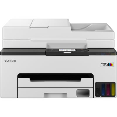Canon maxify gx2051 color inkjet printer with refillable mega tank all-in-one inkjet printer with fax function (white, print, copy, scan, fax, wi-fi)