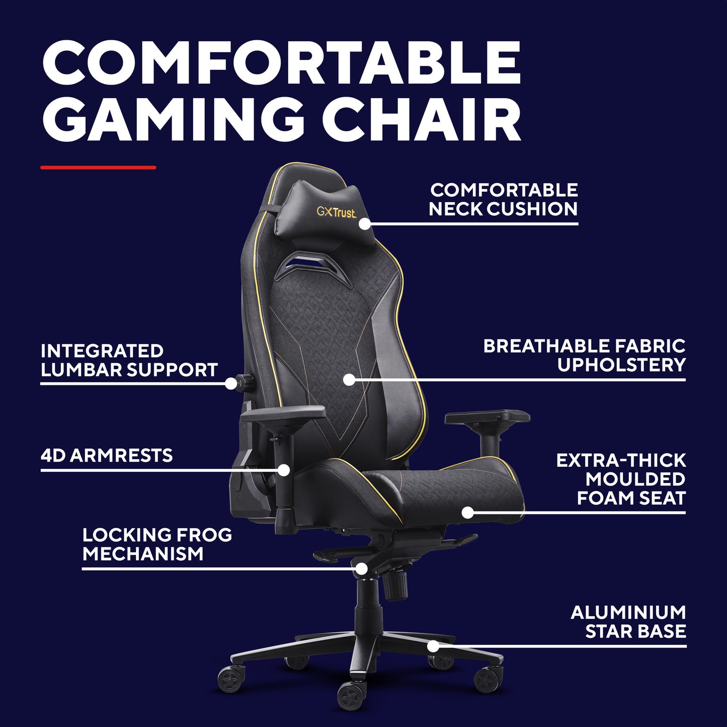 Trust GXT 721BM Ruya Pro Premium Comoda sedia da gaming (Nero Giallo)