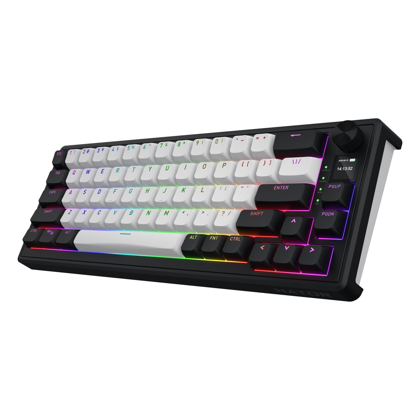 Hator skyfall mag ultima 8k wireless, tastiera da gioco (nera, layout americano, hator aurum ice, 65%, rgb, double-shot pbt, hot-swap, bluetooth usb-c da 2,4 ghz)