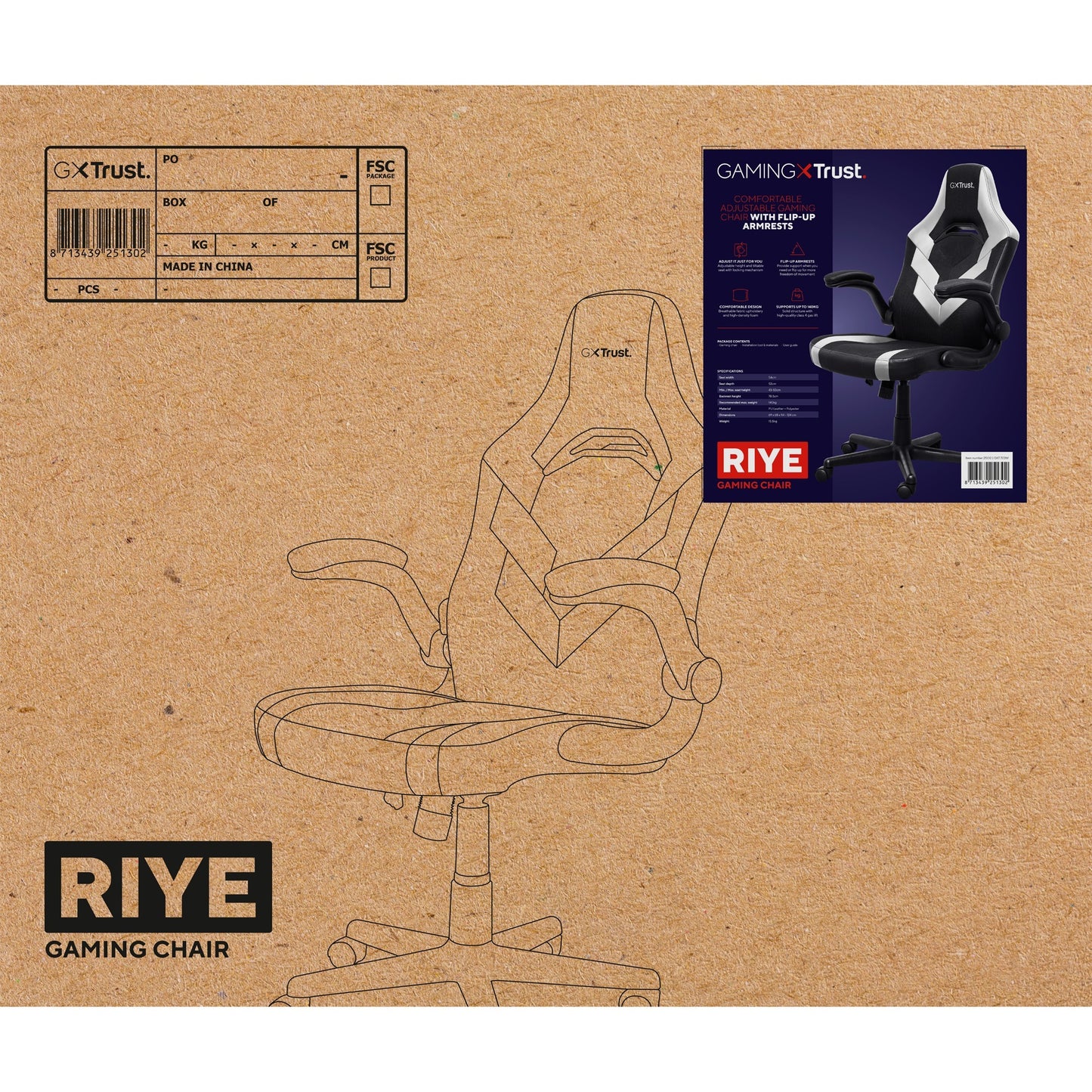 Confiar en la silla de juego GXT 703W RIYE