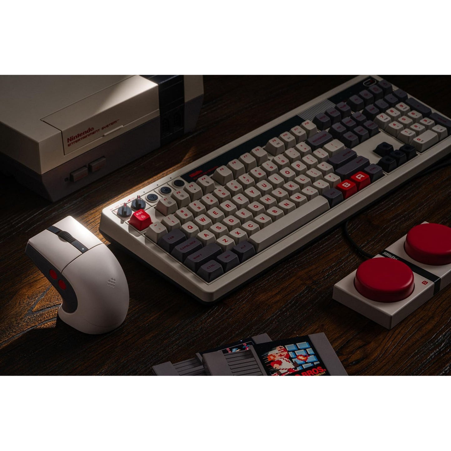 Ratón 8bitdo retro r8 - edición n (gris rojo, 50 - 26000 ppp, Bluetooth USB-C 2,4 GHz)