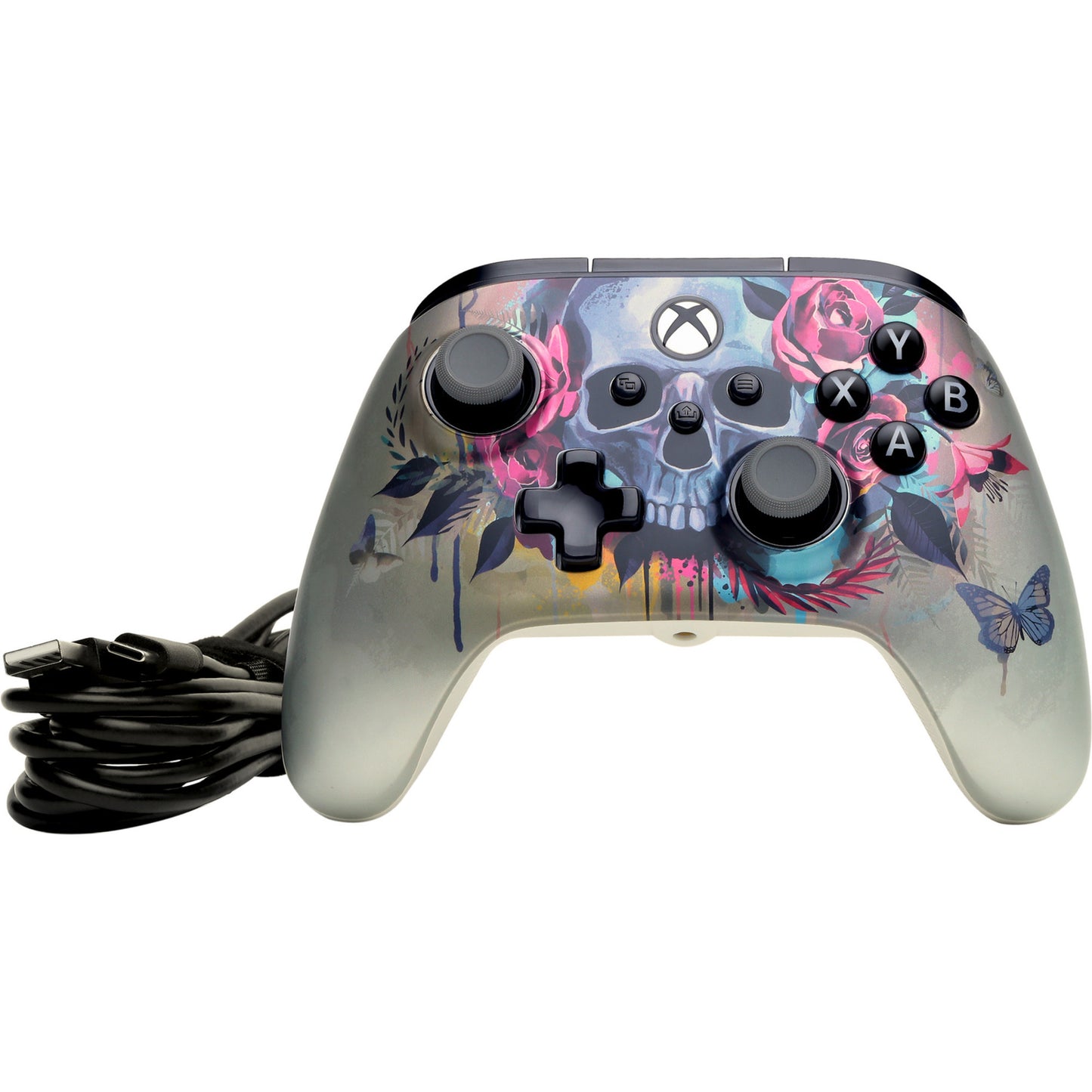 Controlador con cable powera Advantage plus para xbox series x|s - bloom gloom (silver, xbox series x|s, xbox one, PC)