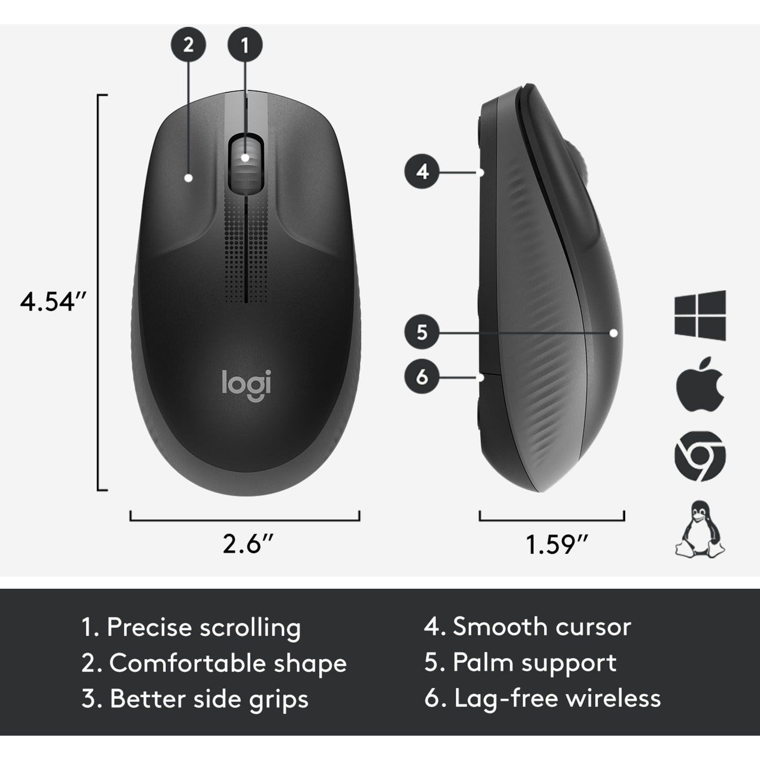 Logitech M190 Mouse wireless full-size