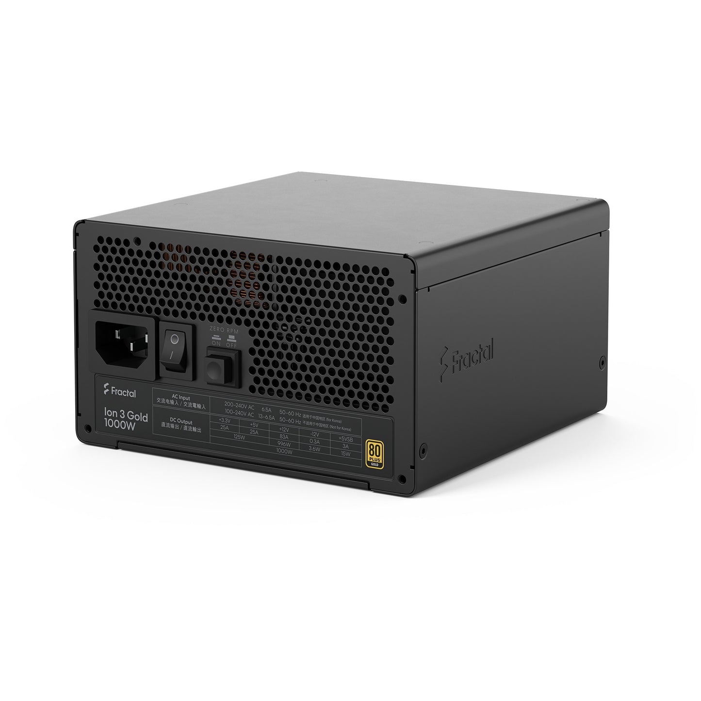 Fractal design ion gold 3 modulaire 1000 watt voeding (zwart, 1x 12v-2x6, 3x pcie)
