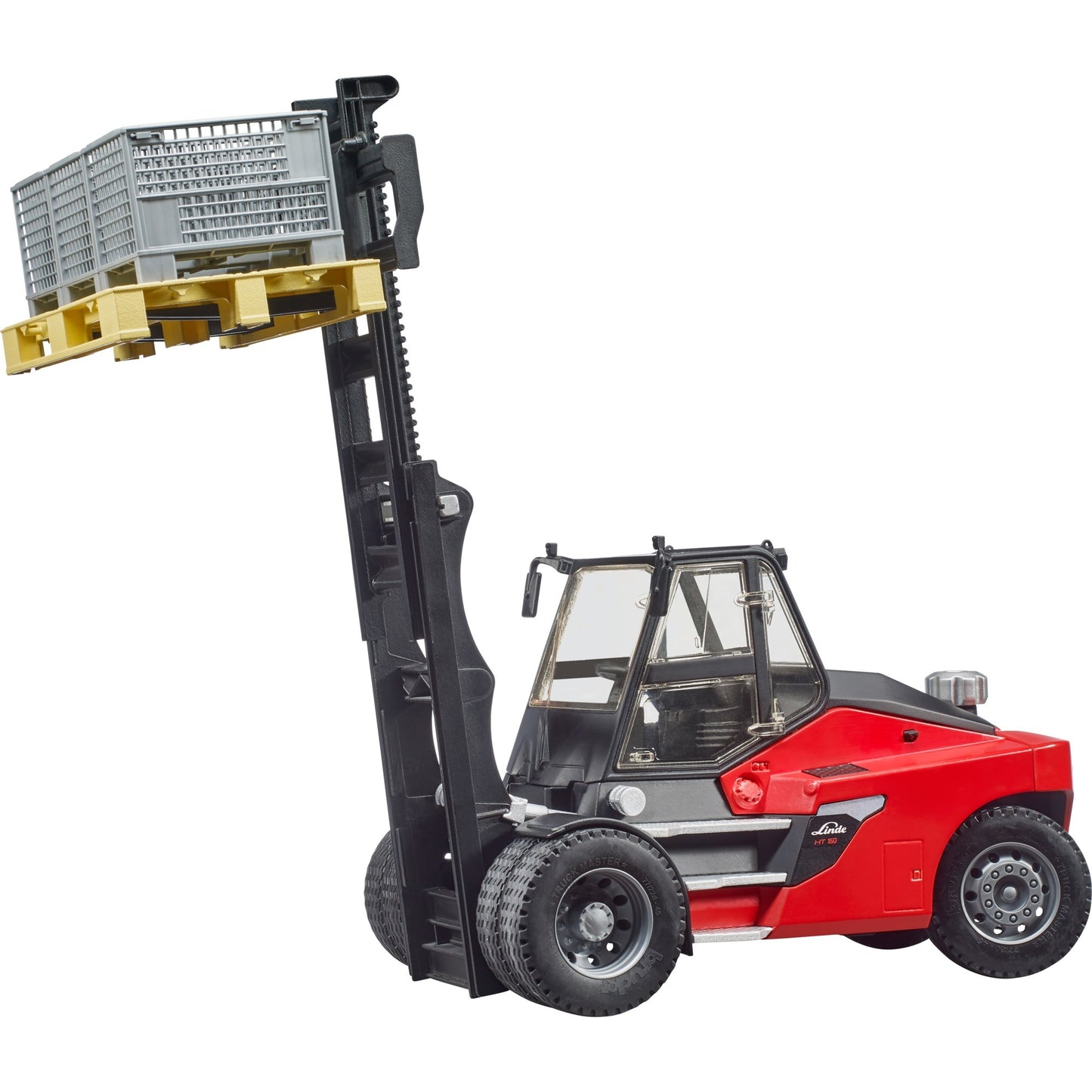 Bruder Linde HT160s FORKLIFT con pallet e 3 gabbie da pallet