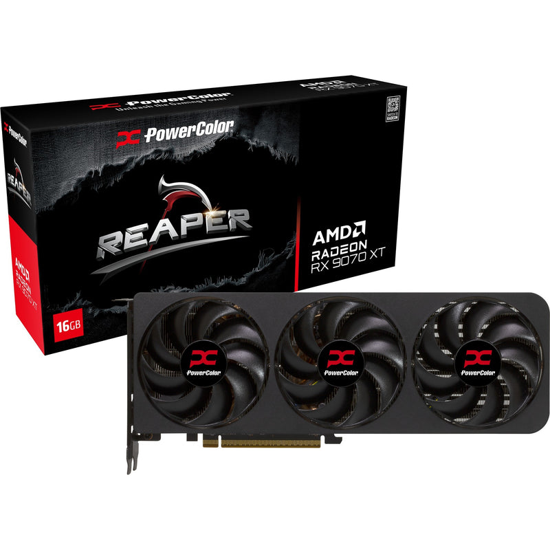 Tarjeta gráfica Powercolor Radeon RX 9070 XT Reaper 16GB GDDR6 (negro, RDNA4, GDDR6, 3x Display Port, 1x HDMI)