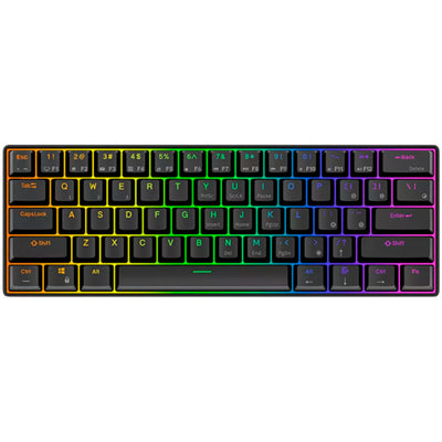 Royal Kludge RK61 teclado mecánico inalámbrico, teclado para juegos (negro, diseño EE. UU., interruptor marrón, 60%, RGB, intercambio en caliente, 2,4 GHz USB-C Bluetooth)