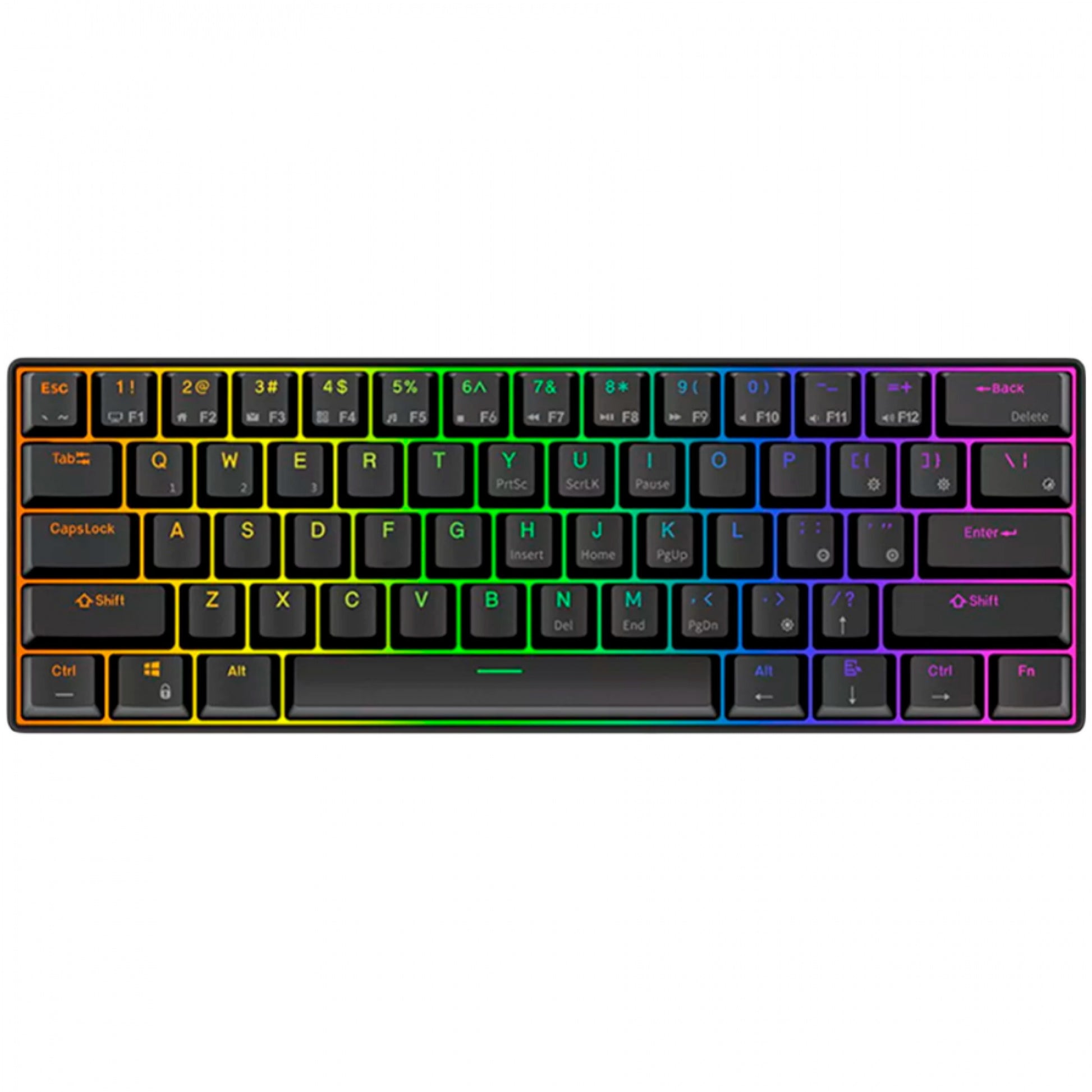 Tastiera meccanica wireless Royal Kludge RK61, tastiera da gioco (nera, layout USA, interruttore marrone, 60%, RGB, hot swap, Bluetooth USB-C da 2,4 GHz)