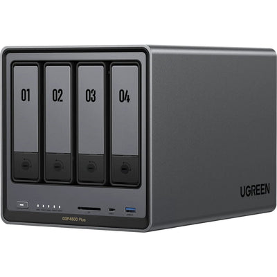 Ugreen nasync dxp4800 plus (grijs, 2.5gb-lan, 10gb-lan, hdmi, 4x usb-a, usb-c)