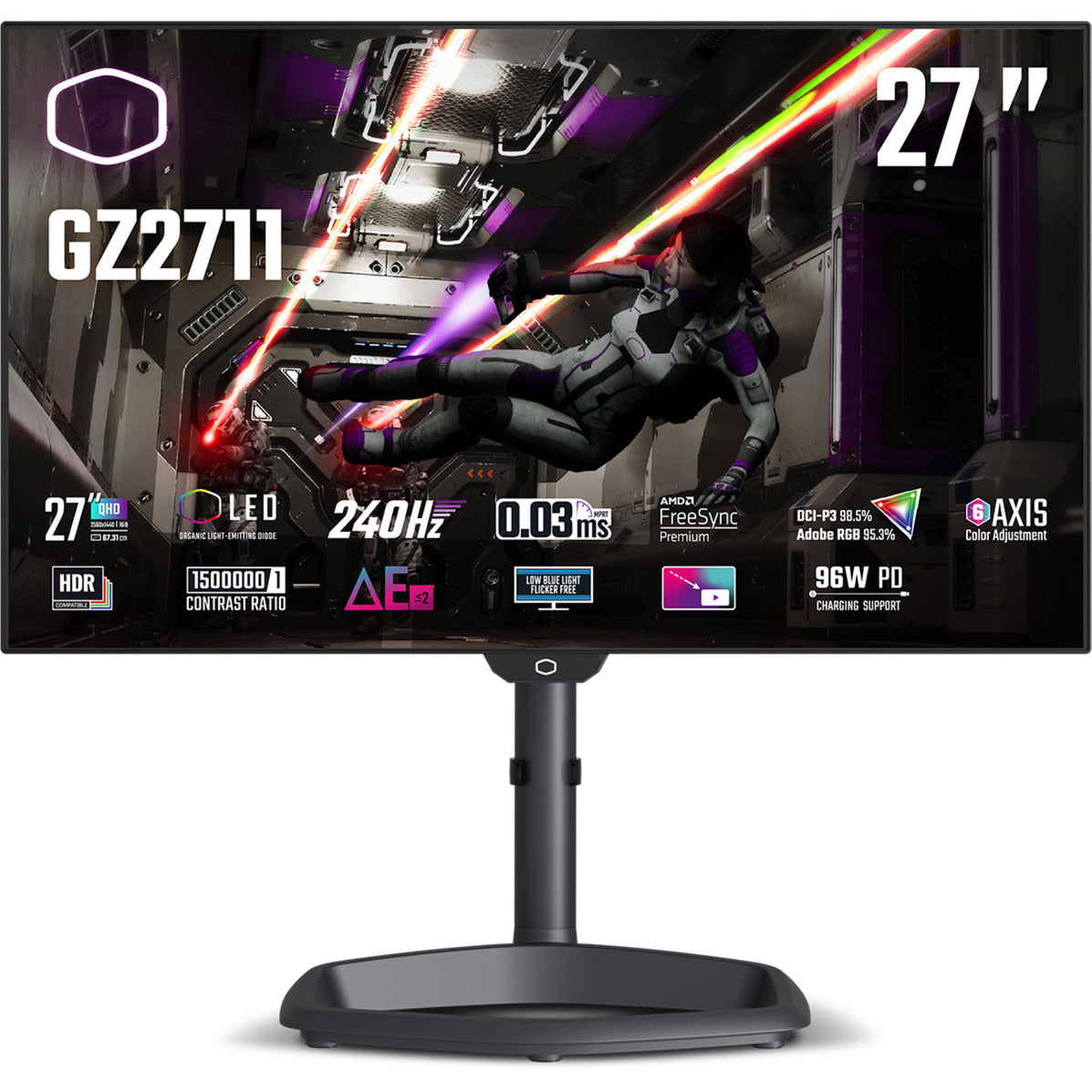 Cooler master tempest gz2711 27 gaming monitor (zwart, 240 hz, hdmi, displayport, usb type c, audio, freesync premium)