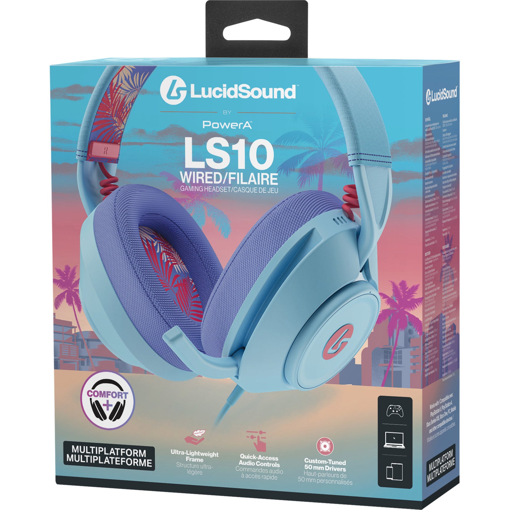 Powera Lucidsound LS10 Cuffie da gioco cablate - Cuffie da gioco over-ear Ocean Waves (Azzurro viola, Playstation 5, Playstation 4, Xbox Series X|s, Xbox One, PC, dispositivo mobile)