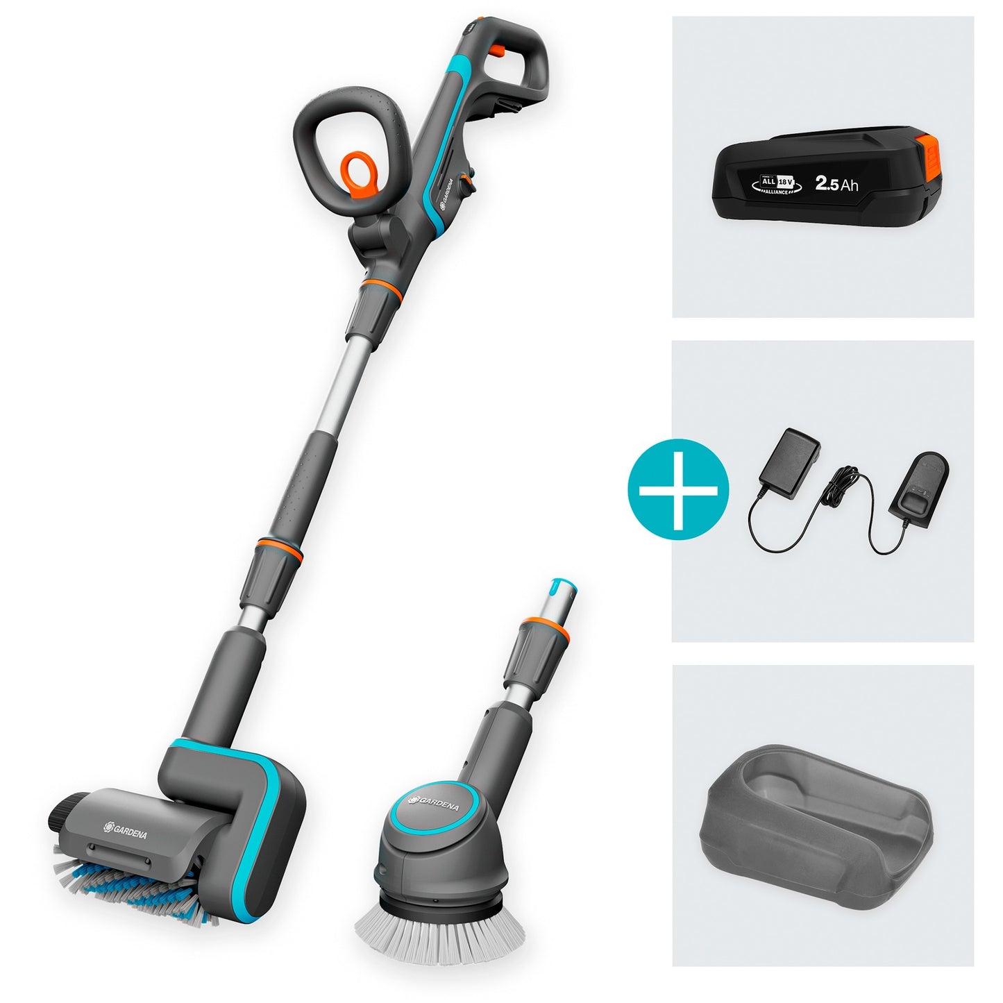 Gardena aquabrush universal set - accu terrasreiniger - multireiniger - 18v