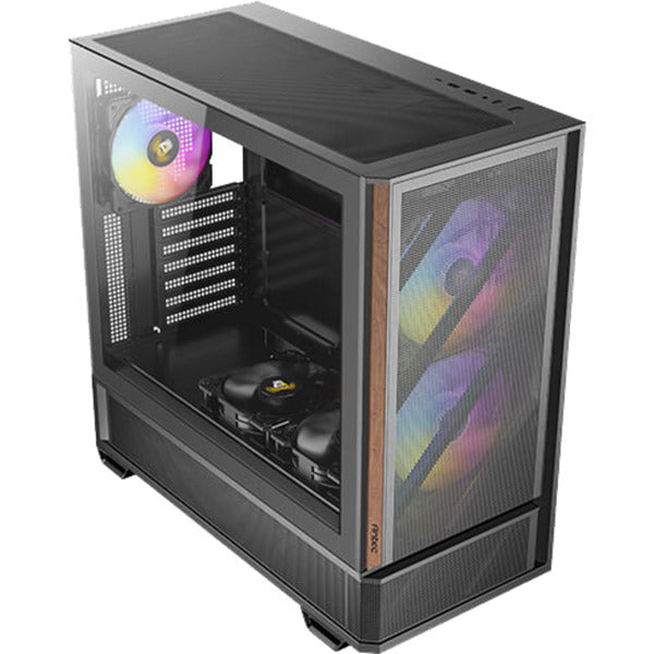 Custodia midi tower Antec p30 argb (colore legno nero | 2x USB-A | 1x USB-C | vetro temperato)