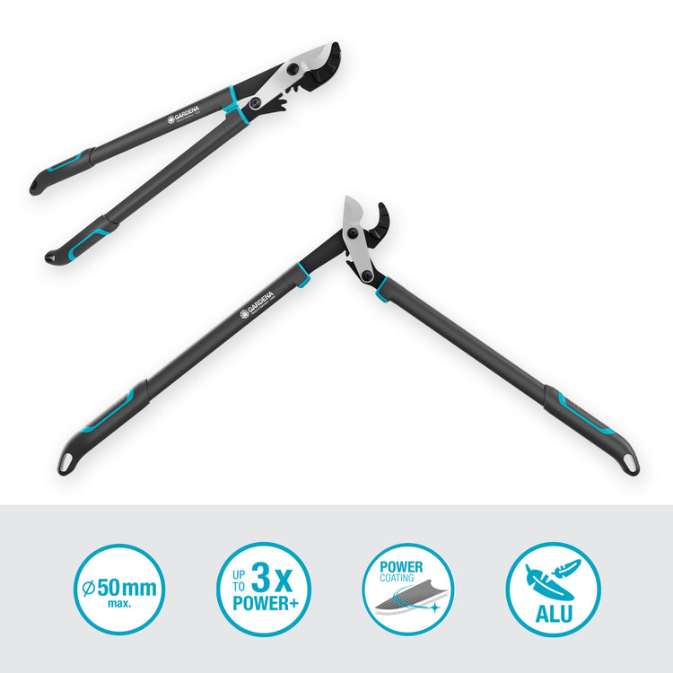 Gardena aambeeldtakkenschaar energycut pro l, met aambeeldsnede (grijs turquoise, 75cm, voor droog hout)