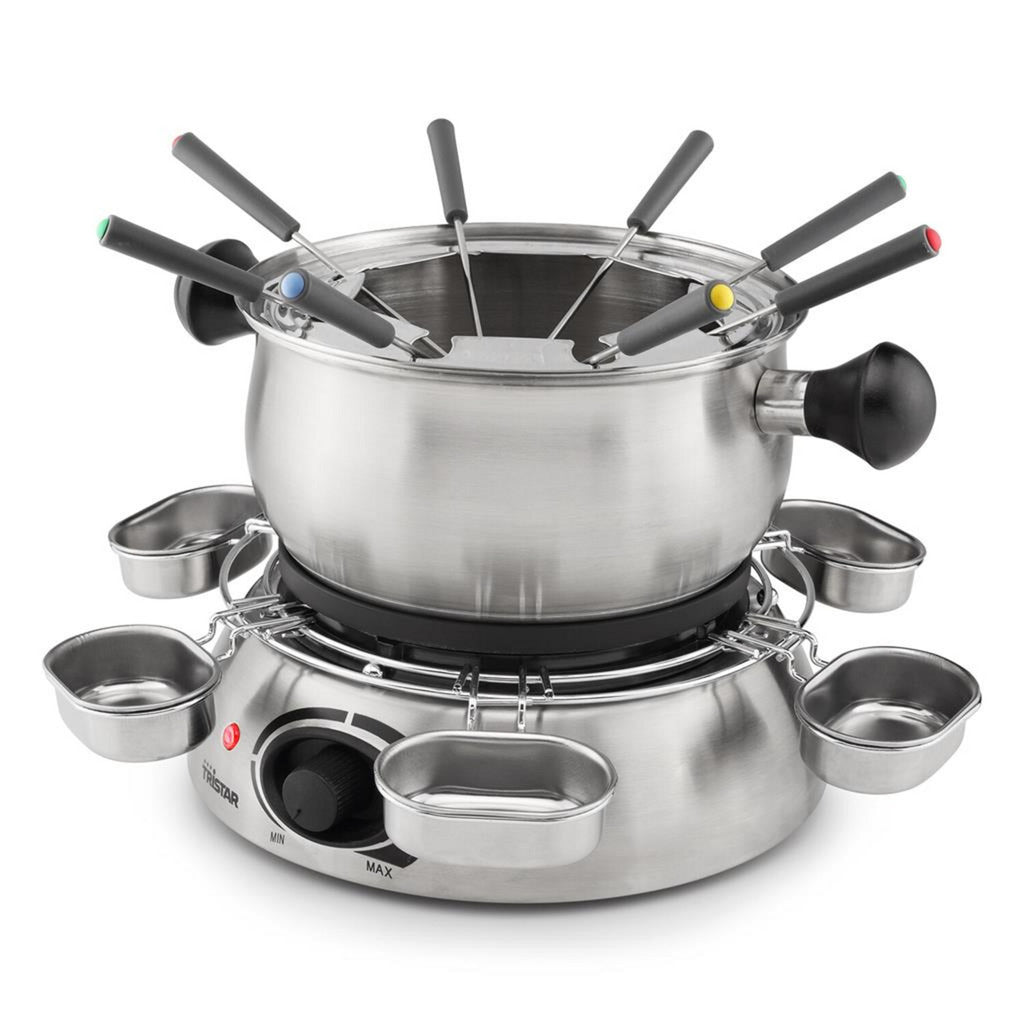 Fonduta Tristar fo-1100 (acciaio inossidabile, 8 persone, 1300 w, adatta per olio, cioccolato e formaggio)