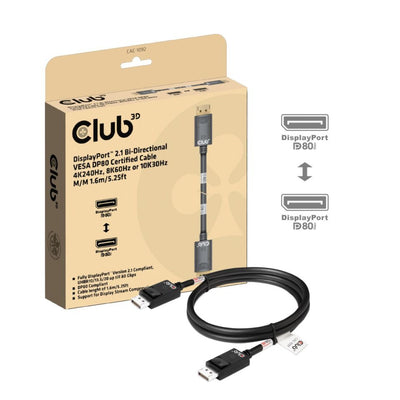 Club 3D DisplayPort 2.1 certificato VESA DP80 bidirezionale
