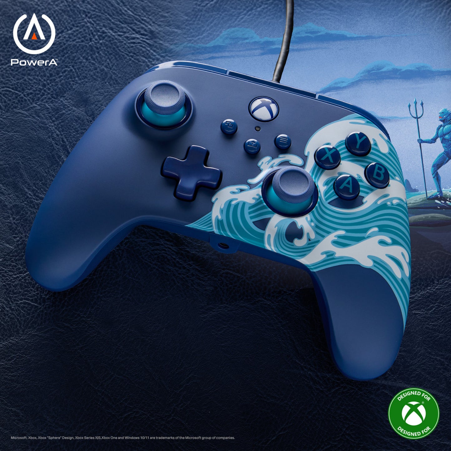 Controller Powera Advantage con cavo per xbox serie x|s - onda d'acqua (blu azzurro, xbox serie x|s, xbox one, PC)