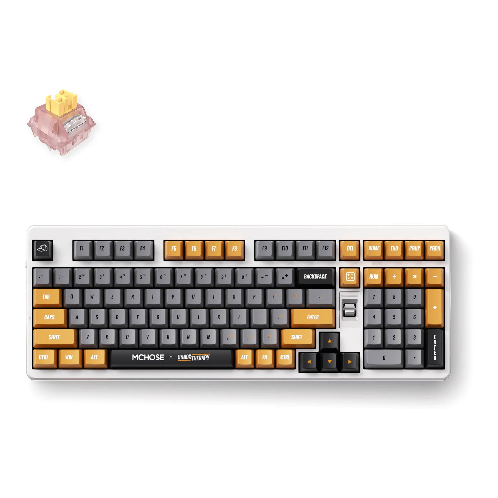 Mchose x unbox therapy - ut98 mechanical keyboard (100%, retro therapy, silent peach v3 switch, rgb, hot swap, 2.4 ghz | usb-c | bluetooth)