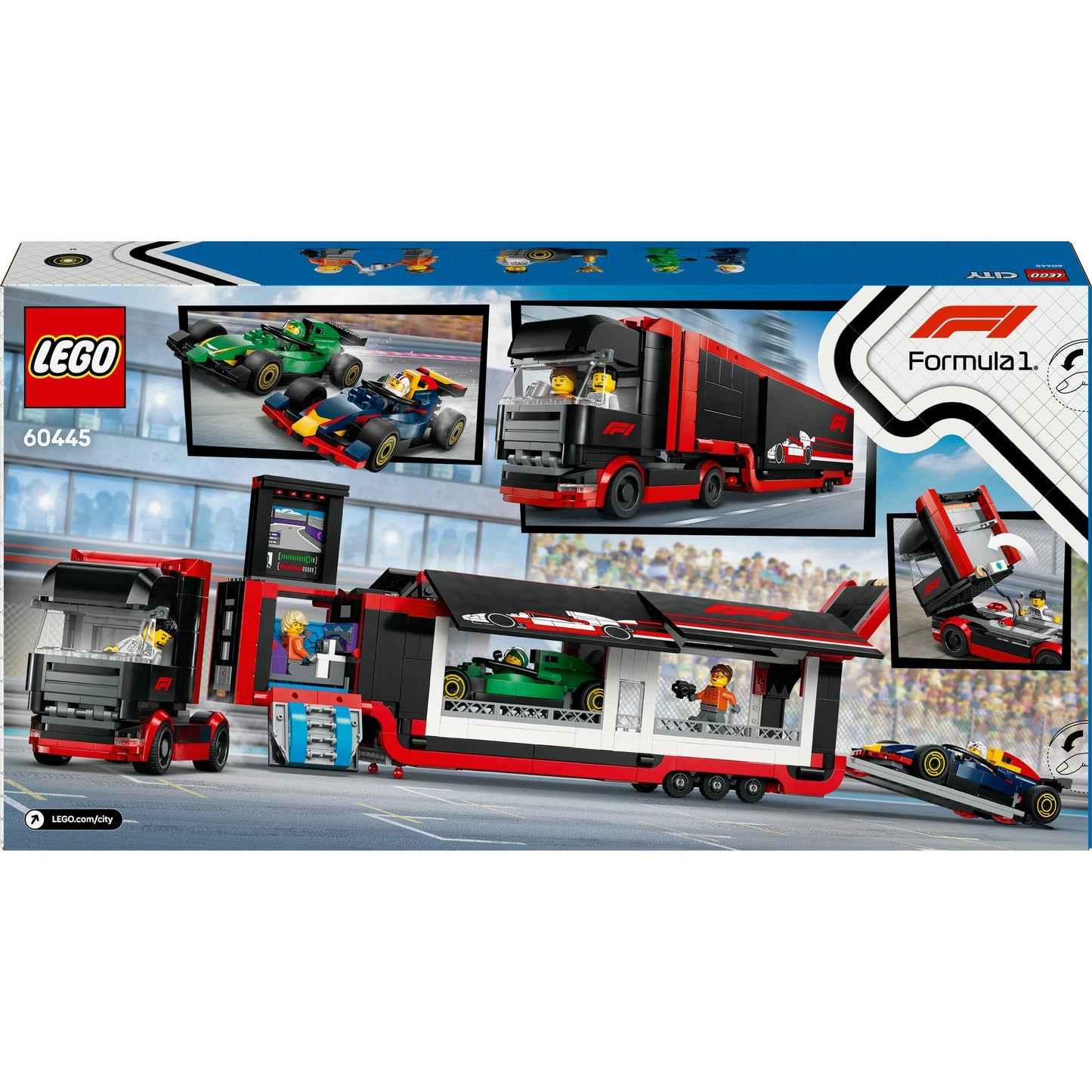 Lego Lego City 60445 F1 Truck con auto RB20 e AMR24 F1