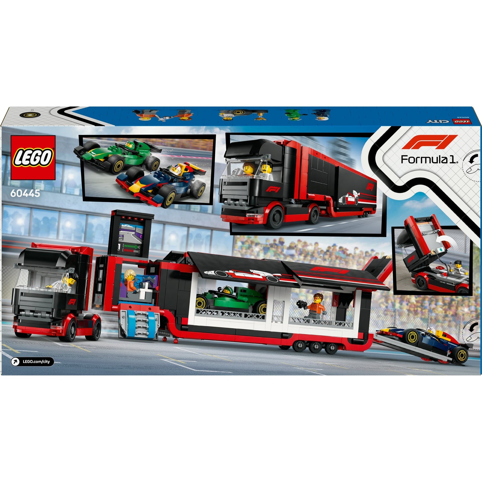 Lego Lego City 60445 F1 Truck con auto RB20 e AMR24 F1