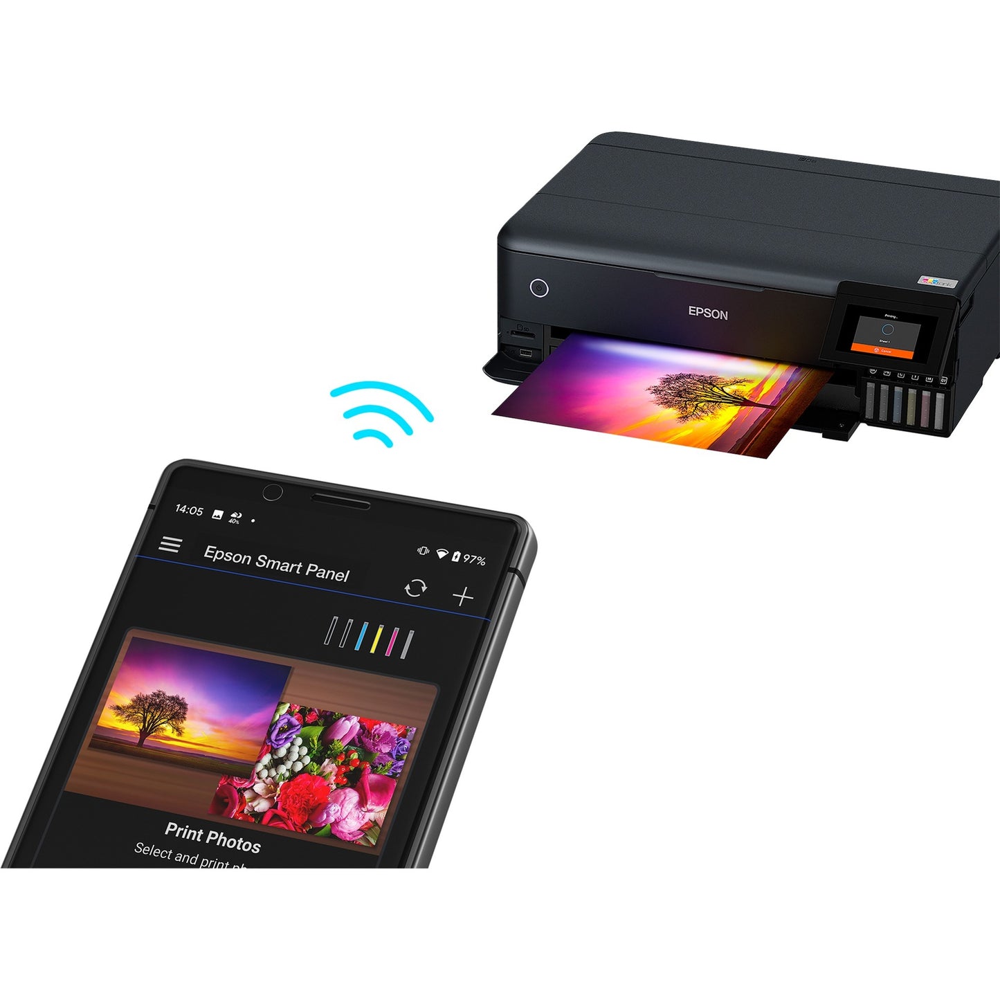 Stampante a getto d'inchiostro all-in-one Epson ecotank et-8550 (nero, USB, WLAN, scansione, copia)