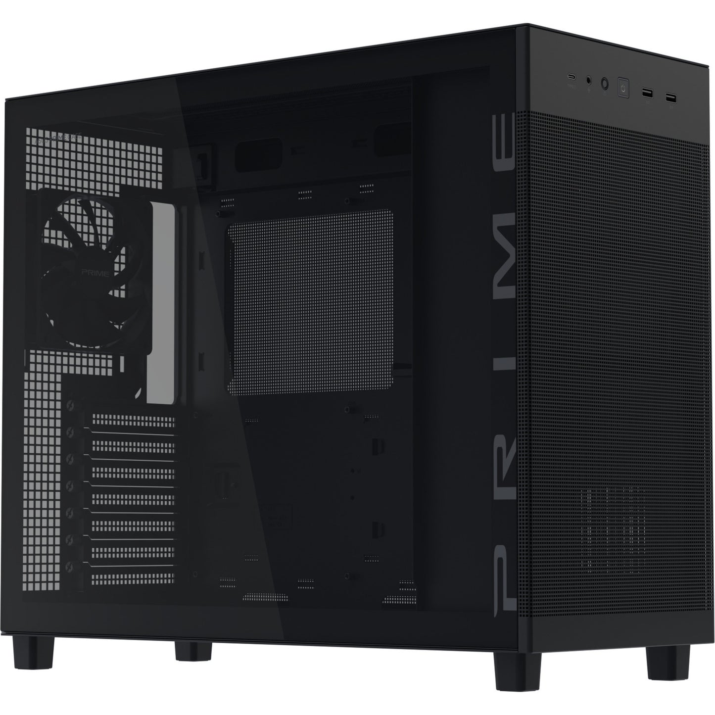 Asus Prime Ap303 - Carcasa Midi Tower con panel de vidrio templado (Negro | 2x USB-A | 1x USB-C | Vidrio templado)