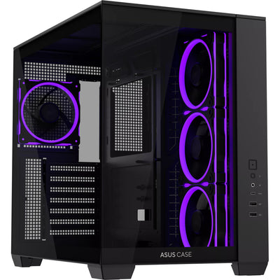 Carcasa de torre midi Asus a32 plus (negro | 2x USB-A | 1x USB-C | RGB | vidrio templado)